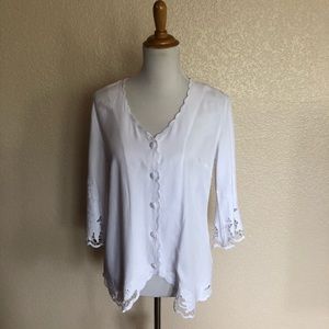 Soft Surroundings Half Moon Bay Embroidered Top